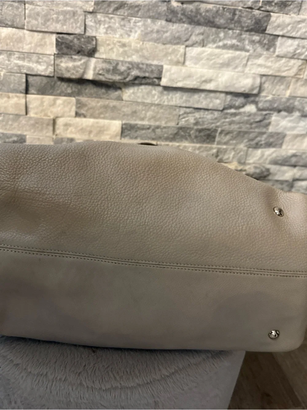 Classic Salvatore Ferragamo  Leather Tote Bag in Taupe beige